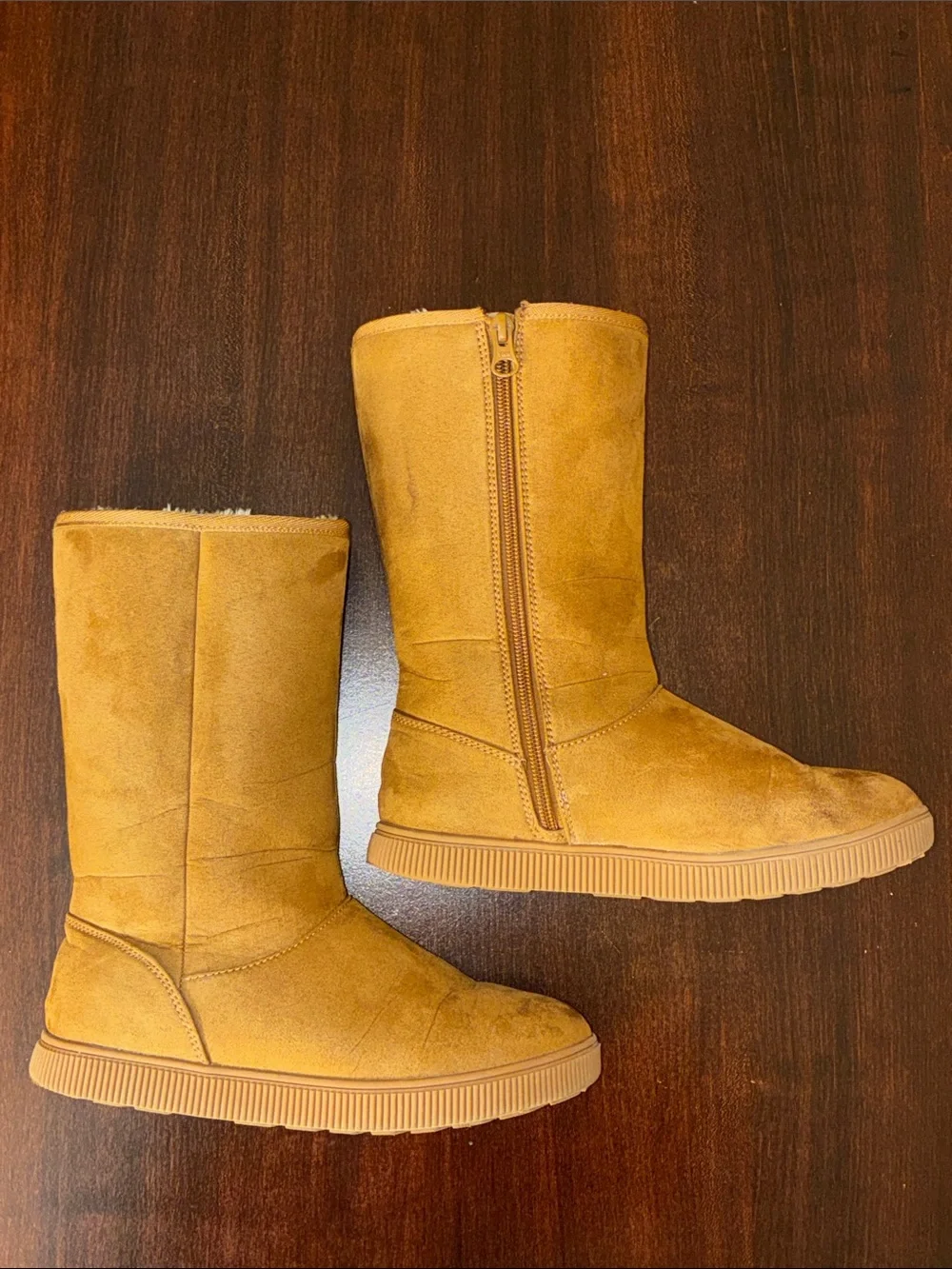Cat & Jack Girl’s Mid-Calf Suede-Look Winter Boots - Tan